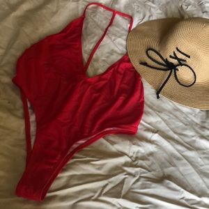 Red plunge Swimsuit